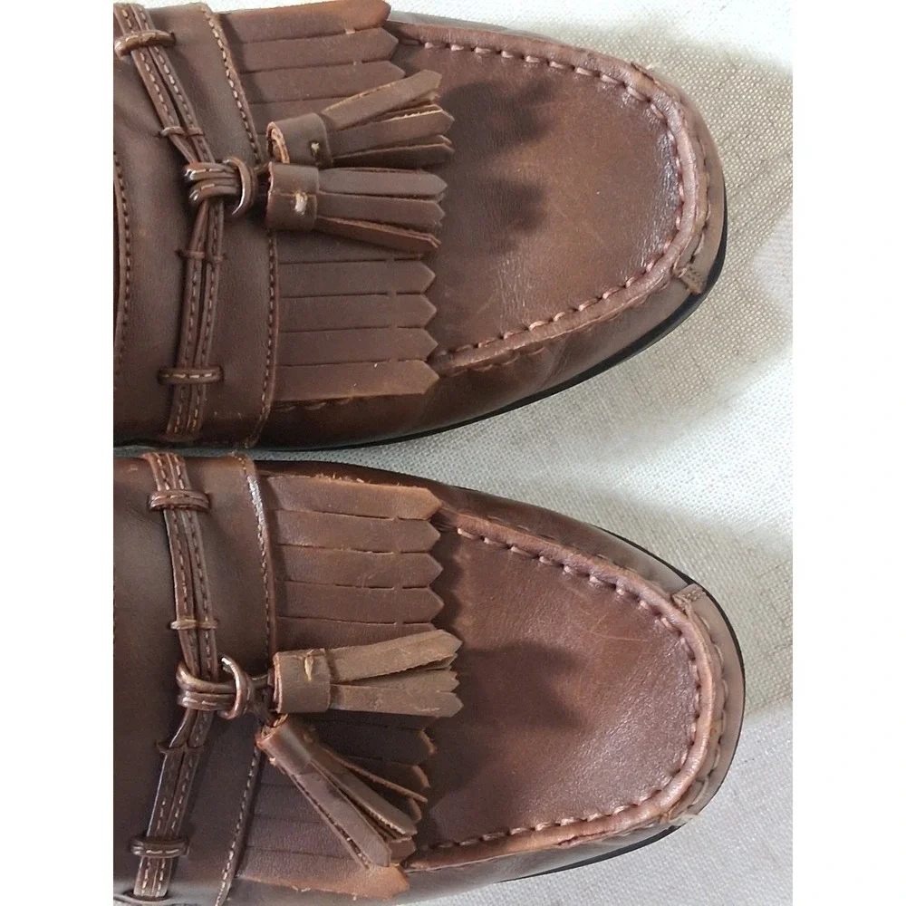 GH Bass Miguel Mens Brown Leather Kiltie Tassel Loafers Shoes 10.5M
